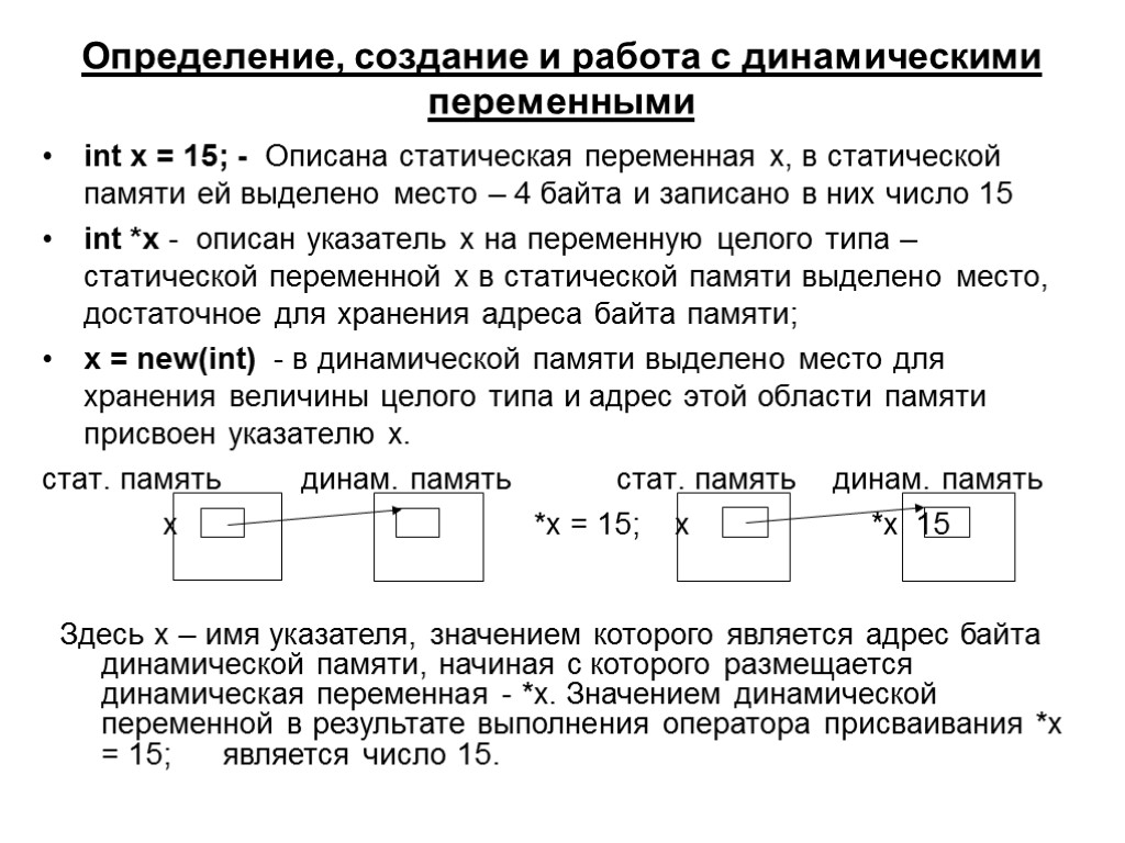 Создание измерения. Динамическая память c++. Динамические переменные в c++. Статическое и динамическое выделение памяти. Статические и динамические переменные.