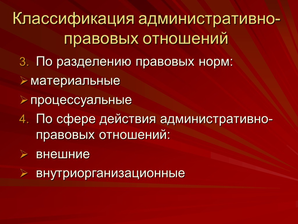 Виды административно правовых отношений презентация