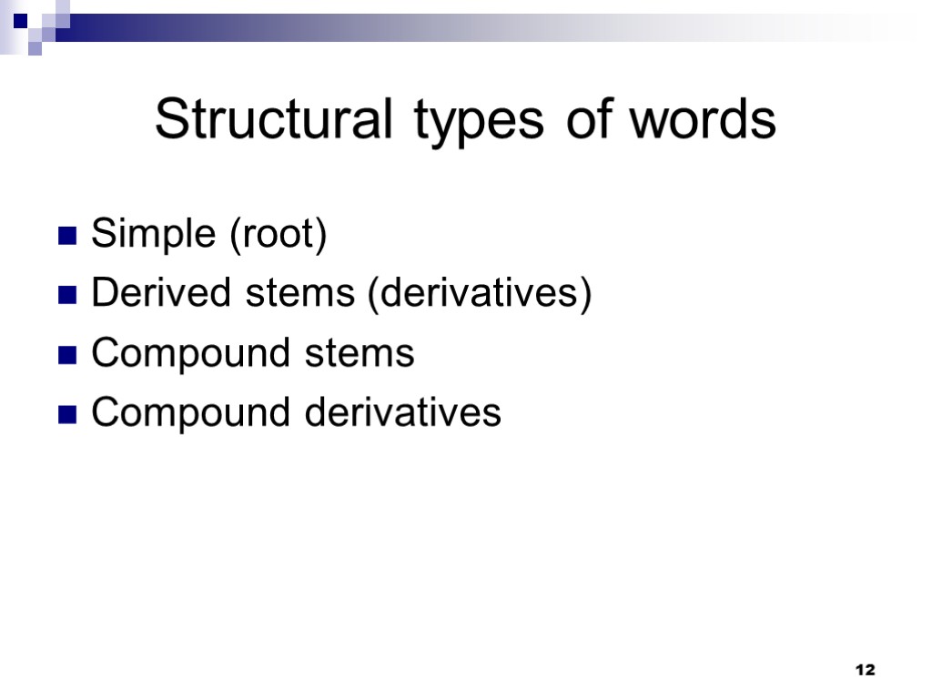 2 word building. Structural classification of Words. Structural Types of Words. Morphological structure of the Word. Word structure.