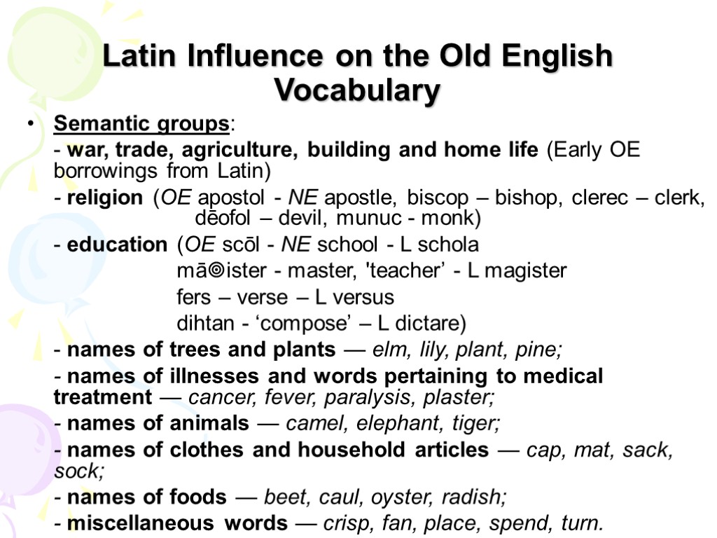 Old english spoken. Old English Vocabulary. Latin borrowings in old English презентация. Old English Vocabulary presentation.