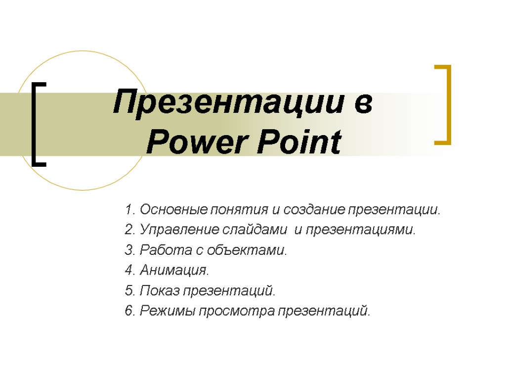 Какие основные режимы просмотра презентации