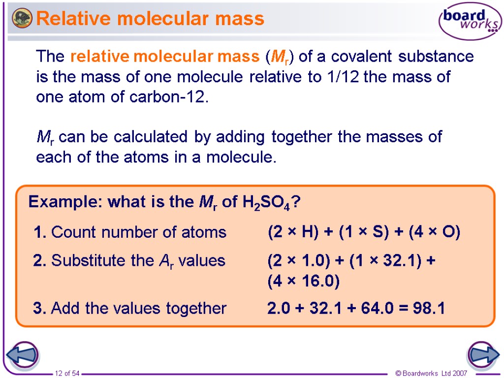 AMOUNT OF SUBSTANCE Relative atomic, molecular and formula