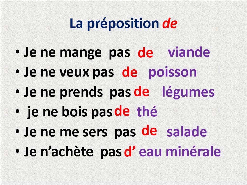 Подчеркни фразу которая соответствует рисунку je mets sur la table une