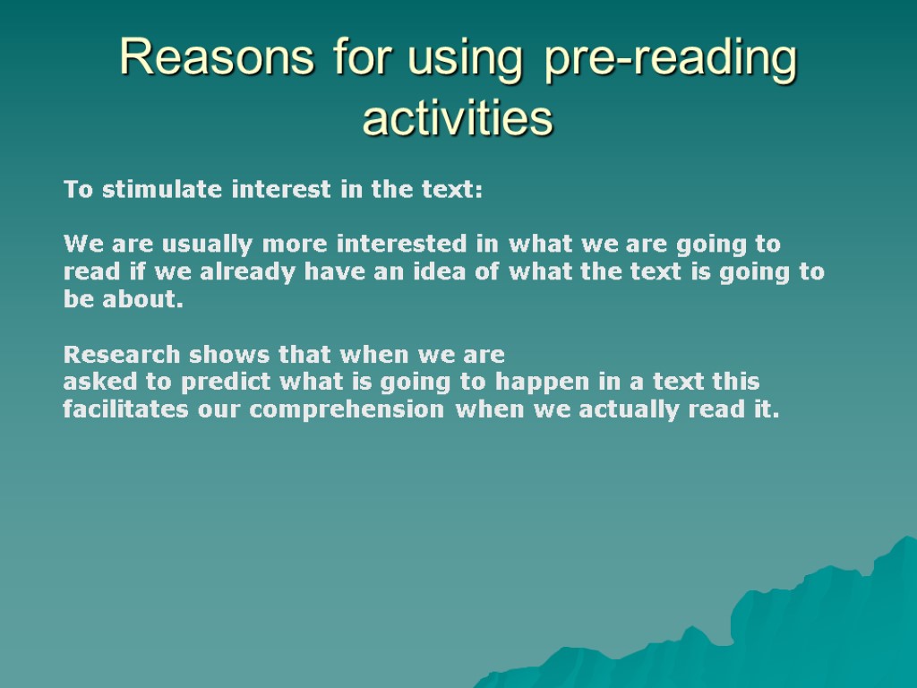 Go reading the text. Pre reading activities. Pre while Post reading activities. Pre reading tasks. While reading задания.