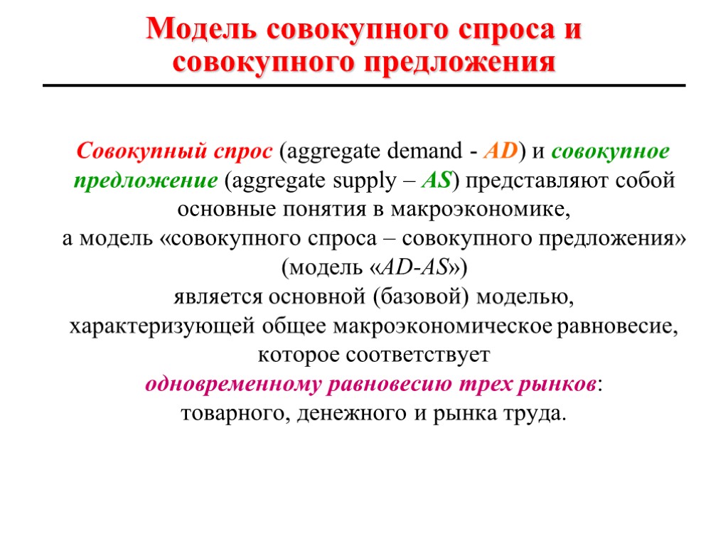 Влияние совокупного спроса на совокупное предложение