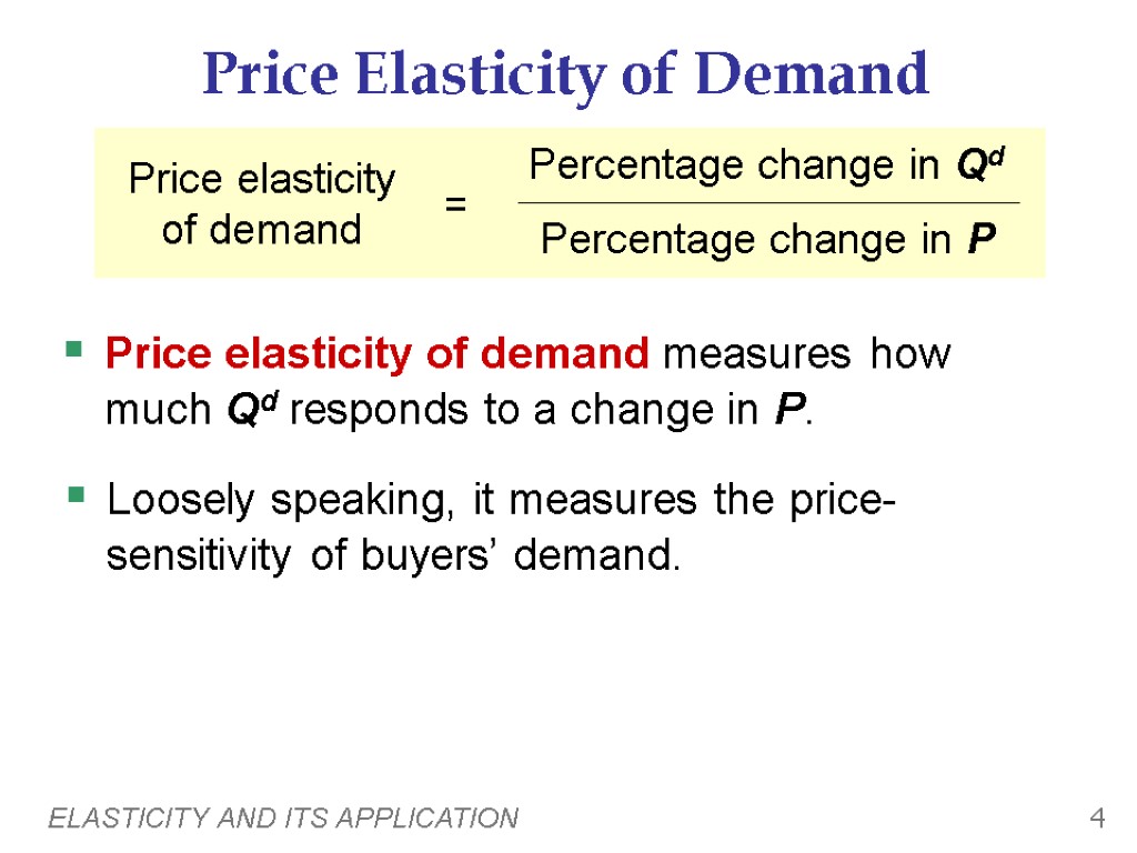 Elasticity And Its Application Economics P R I