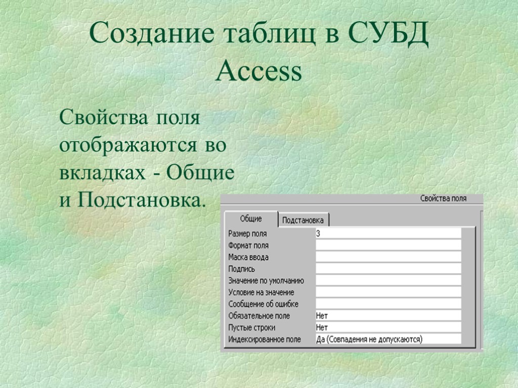 Свойства access. Перечислите основные свойства поля в MACCESS. Access основными свойствами поля. Свойства полей в access. Базы данных СУБД access.