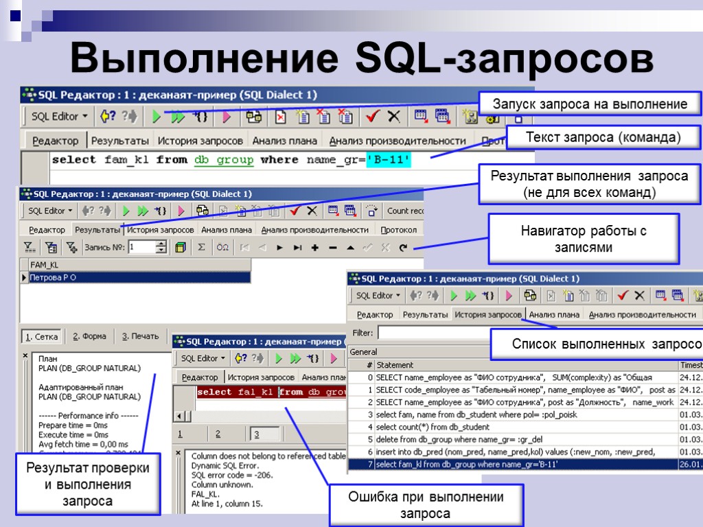 План выполнения sql запросов