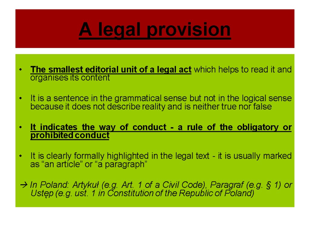 Sources of law. Legal norm – definition and