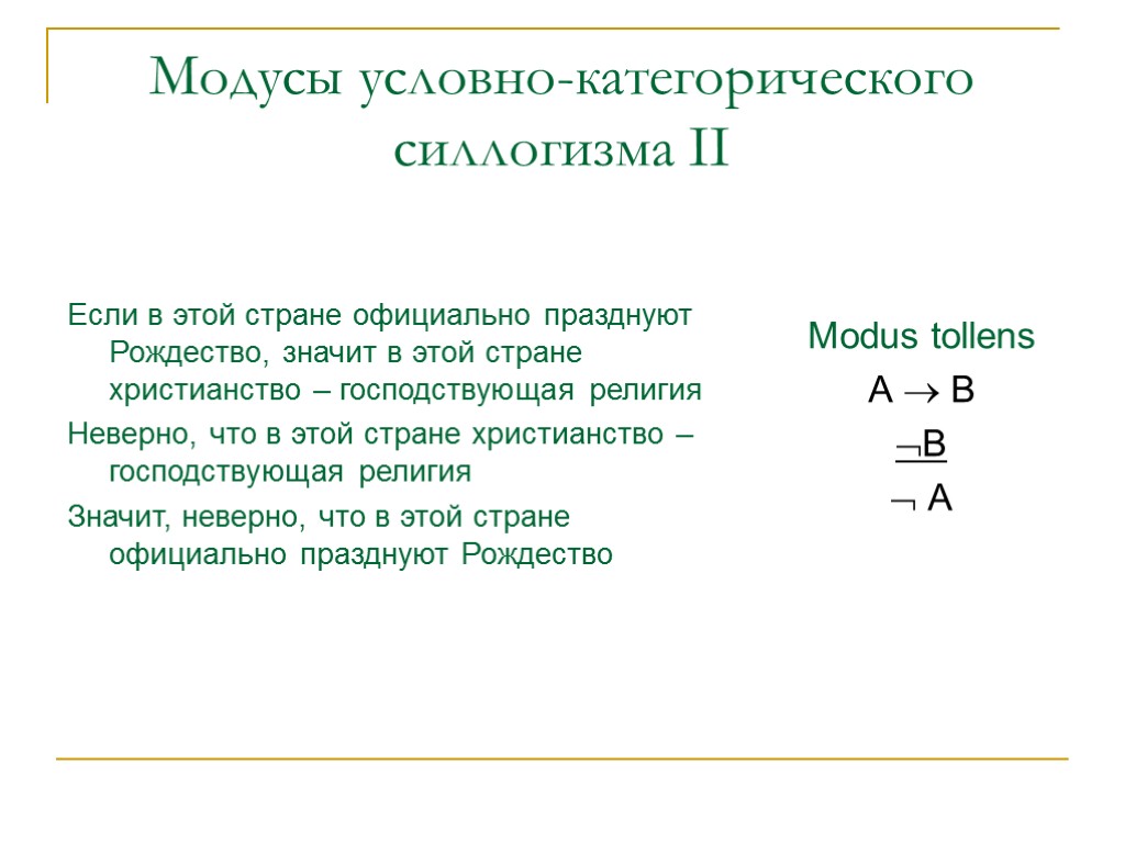 Схема условно категорического умозаключения