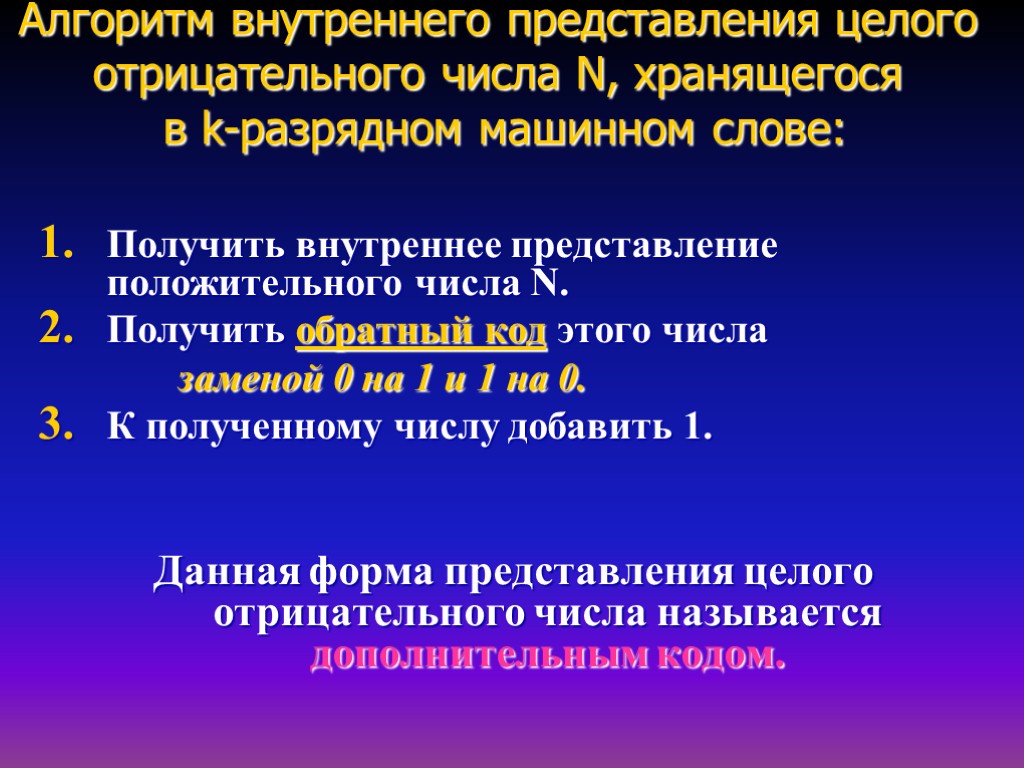 Получение внутреннего. Внутреннее представление числа. Получить внутреннее представление числа. Внутреннее представление целого числа. Внутреннее представление отрицательного числа.