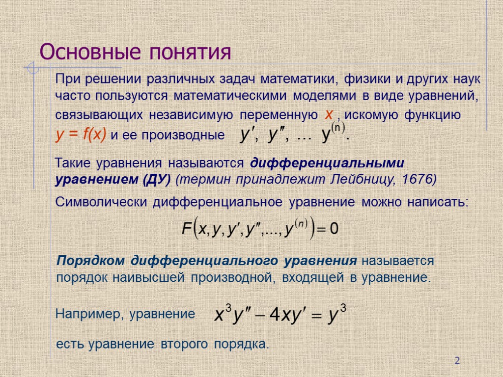 Дифференциальные уравнения презентация спо