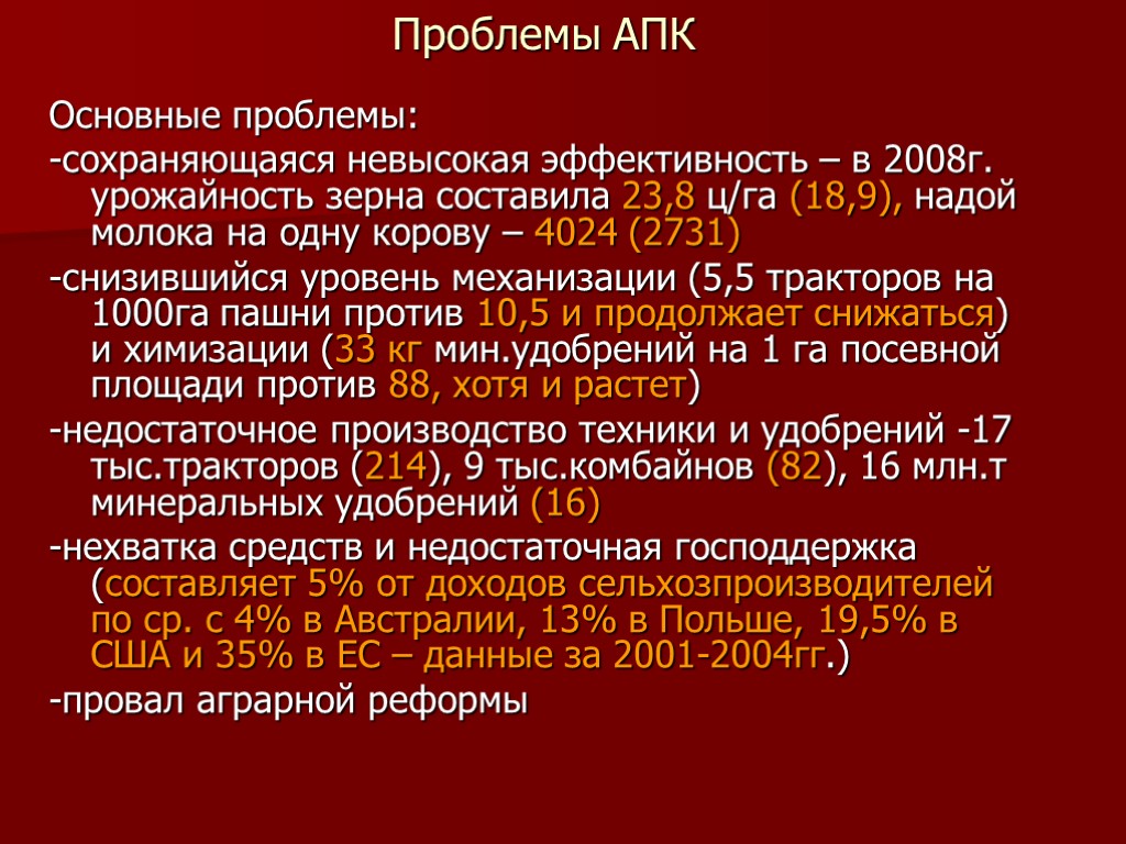 Экологические проблемы апк