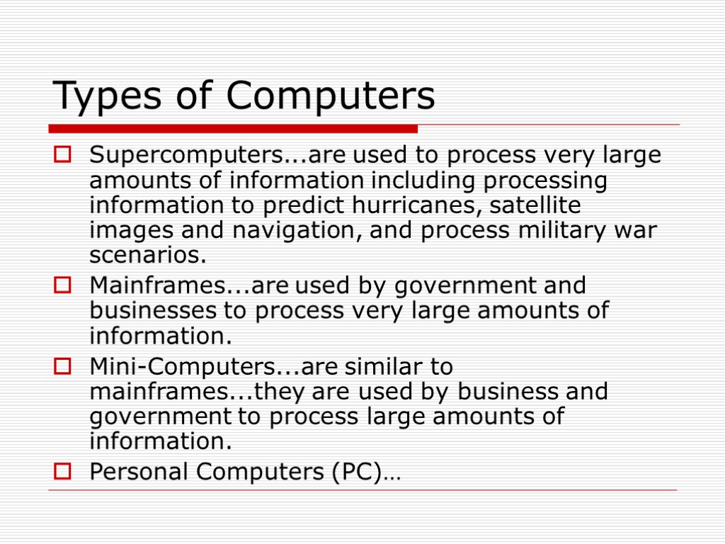 Types of computers презентация