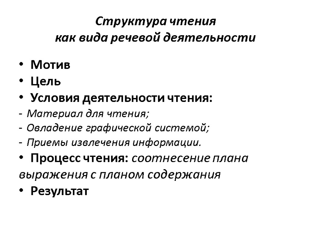 Уроки чтения виды чтения. Схема процесса чтения как вида речевой деятельности. Чтение как вид речевой деятельности схема. Структура чтения как вида речевой деятельности схема. Структура чтения как вида речевой деятельности.