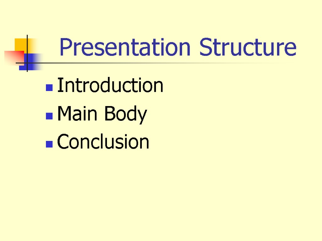 Effective Presentation Presentation Structure Introduction Main Body Conclusion