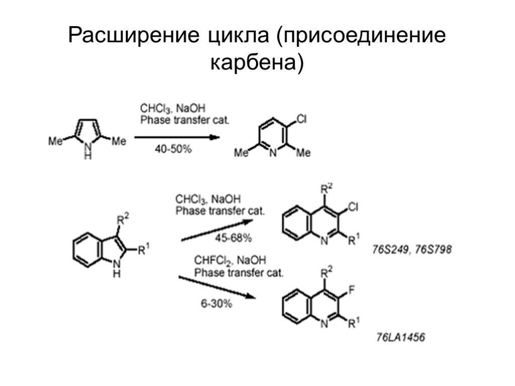 Первый цикл 1. Реакция расширения цикла. Реакции сужения и расширения циклов. Реакция сжатия и расширения цикла. Присоединение карбенов.