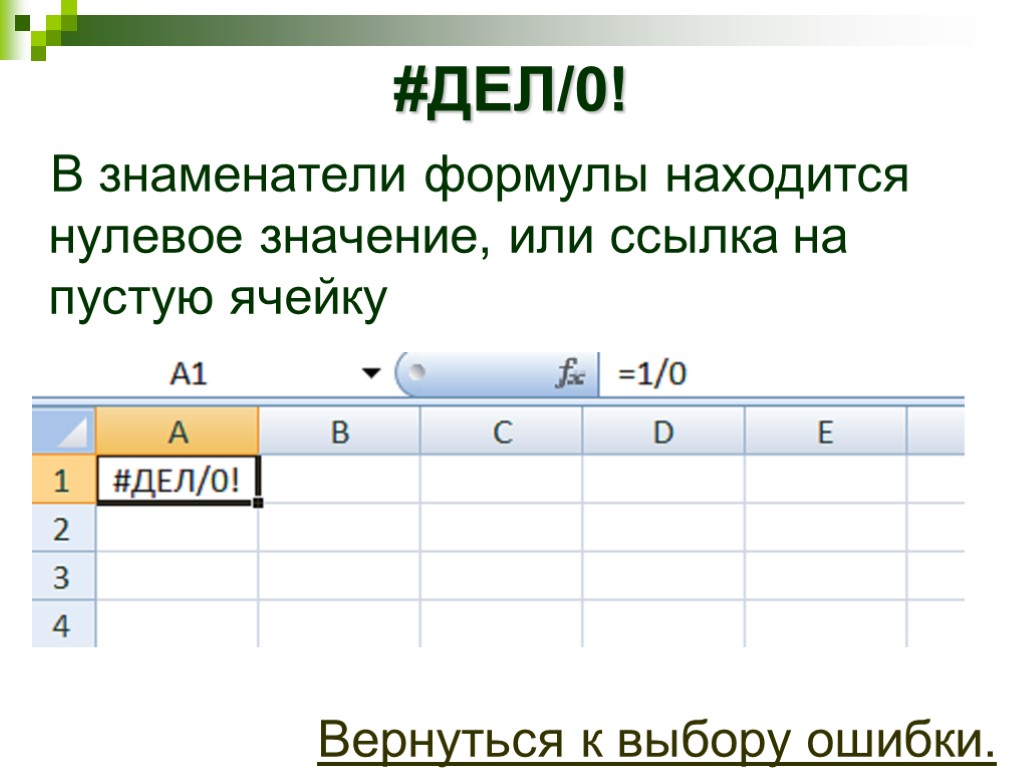 Запиши пустую ячейку. Электронные таблицы ошибки в формулах. Эксель ошибки в формулах. Дело в excel. Дел/0 в excel.