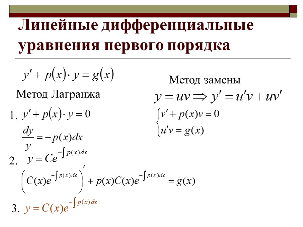 Уравнение 1 порядка. Решение линейных дифференциальных уравнений первого порядка. Метод решения линейных дифференциальных уравнений 1 порядка. Методы решений линейные дифференциальные уравнения 1 порядка. Линейное дифференциальное уравнение примеры.