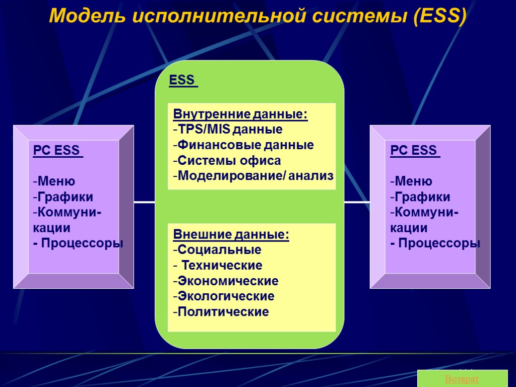 Исполнительные ис. Исполнительные информационные системы. Исполнительная информационная модель. Модель исполнительной структуры. Подсистема ESS.