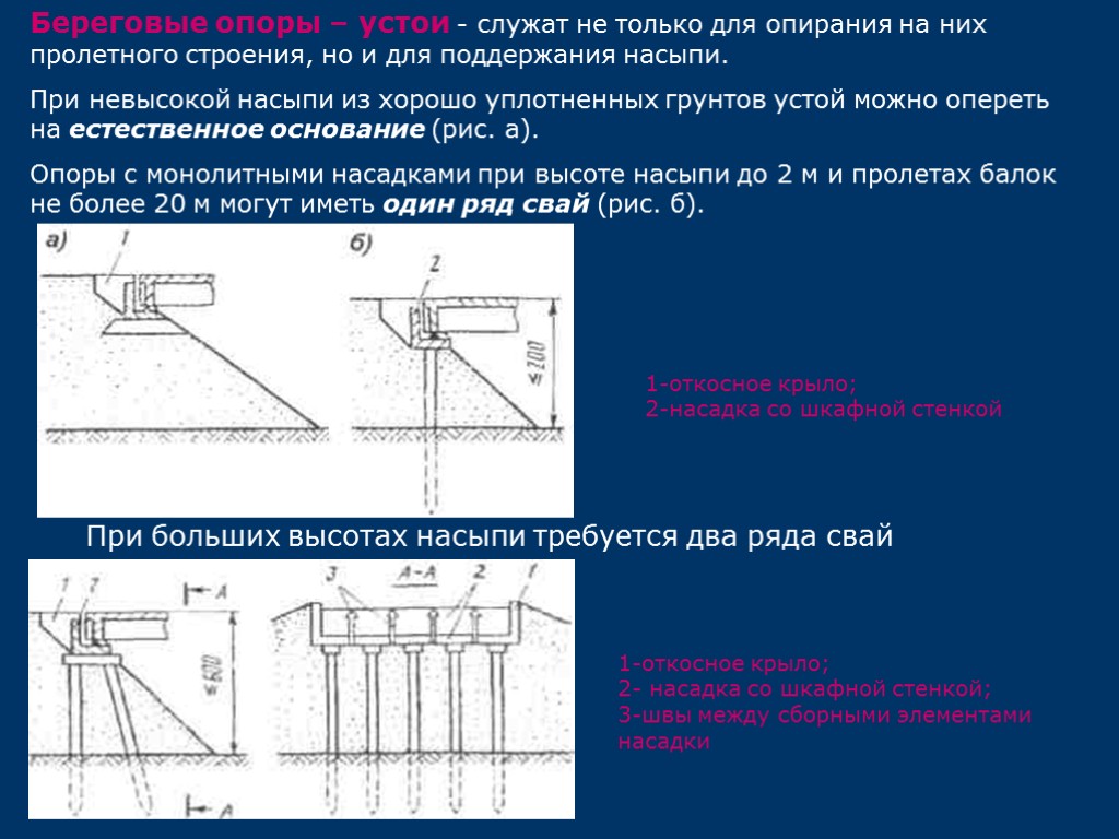 Устои это. Строение устоя моста. Береговые опоры. Опоры устоев. Береговые устои моста.