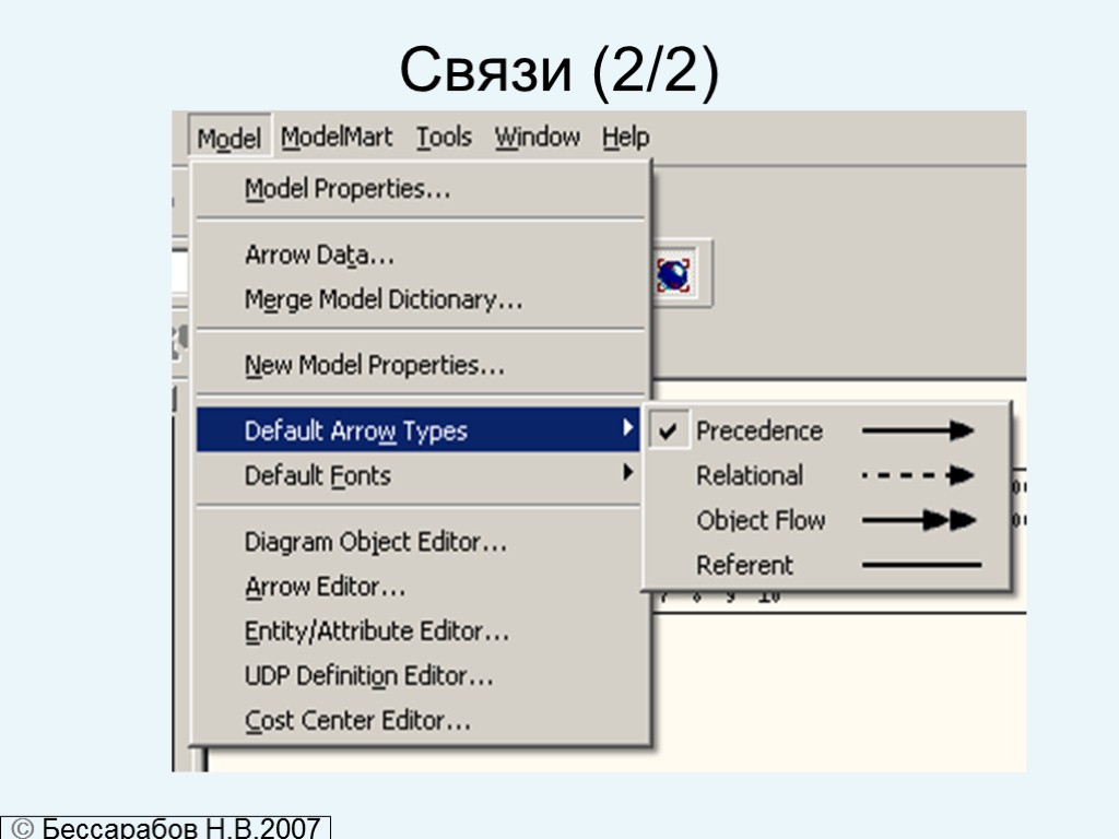 Model properties. Case-средства DFD. MODELMART. File model properties callbacks.