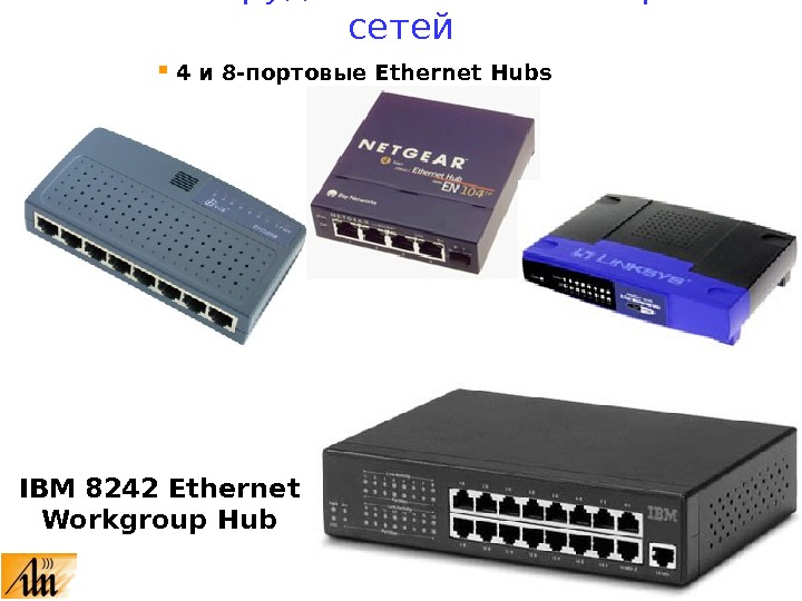  4  и 8 -портовые Ethernet Hub s 10. 7.  Оборудование компьютерных сетей IBM