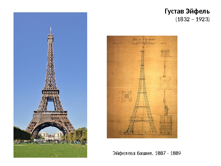 Густав Эйфель (1832 – 1923) Эйфелева башня. 1887 - 1889 