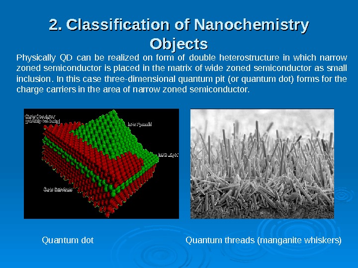 2. Classification of Nanochemistry Objects Physically QD can be realized on form of double heterostructure in
