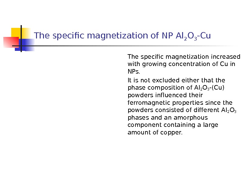 The specific magnetization of NP Al 2 O 3 -Cu The specific magnetization increased with growing