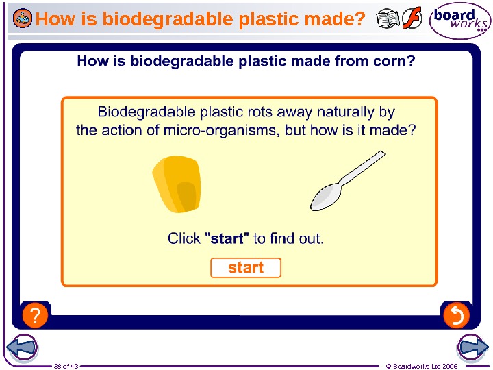 38 of 43 © Boardworks Ltd 2006 How is biodegradable plastic made? 