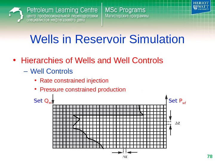 Wells in Reservoir Simulation • Hierarchies of Wells and Well Controls – Well Controls • Rate