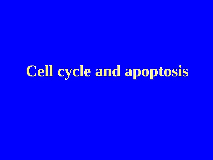   Cell cycle and apoptosis 