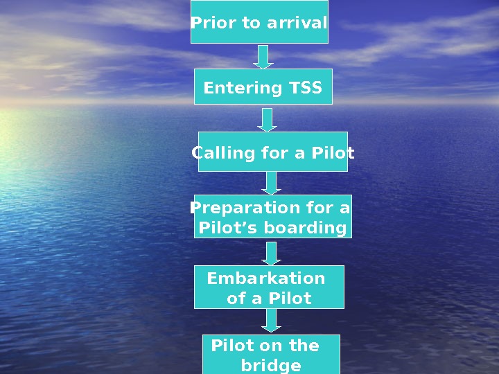   Prior to arrival Preparation for a Pilot’s boarding Entering TSS Calling for a Pilot