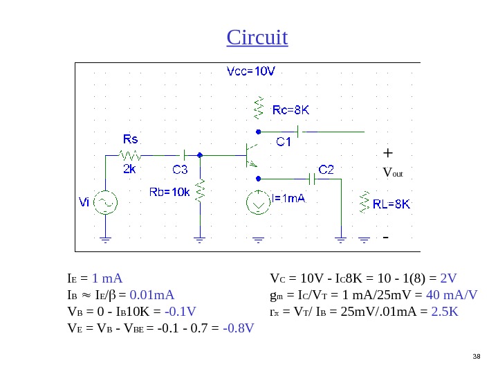 38 Circuit I E = 1 m. A V C = 10 V - I C