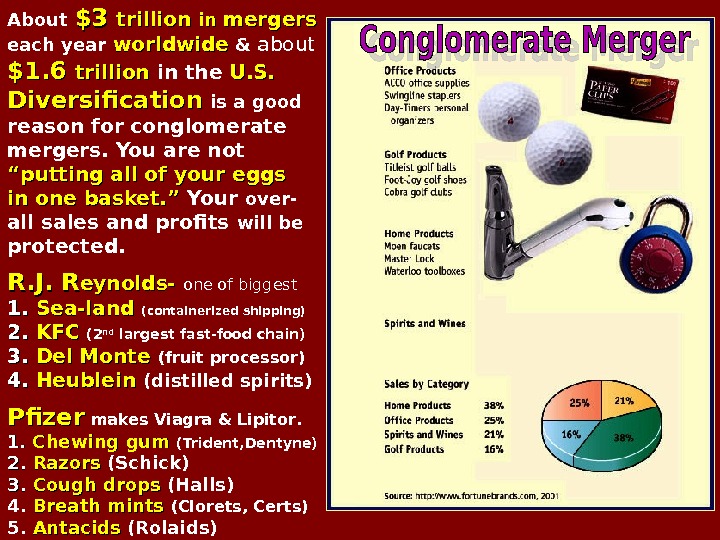 About  $3 $3 trillion  in in mergers  each year worldwide & about 