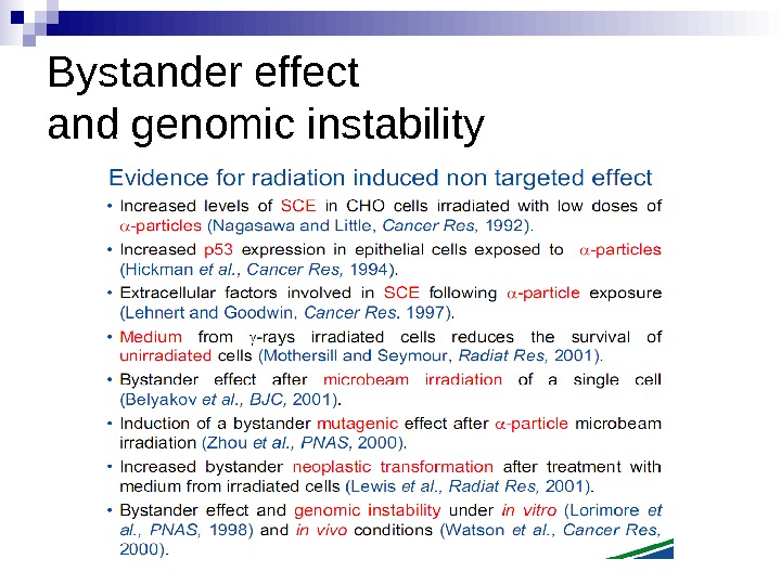 Bystander effect and genomic instability 