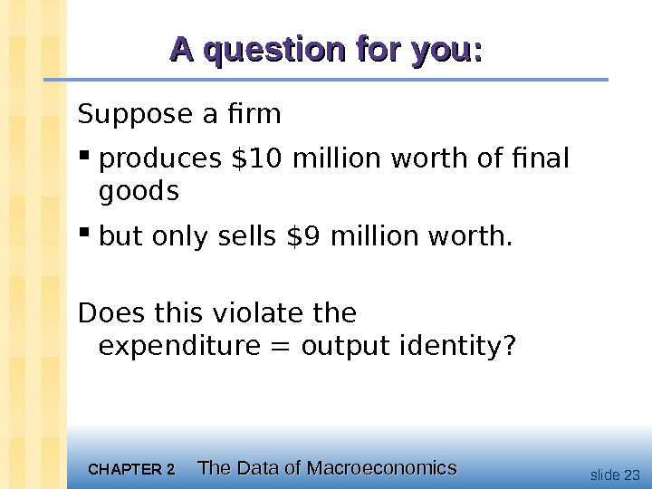 CHAPTER 2 The Data of Macroeconomics slide 23 A question for you: Suppose a firm 