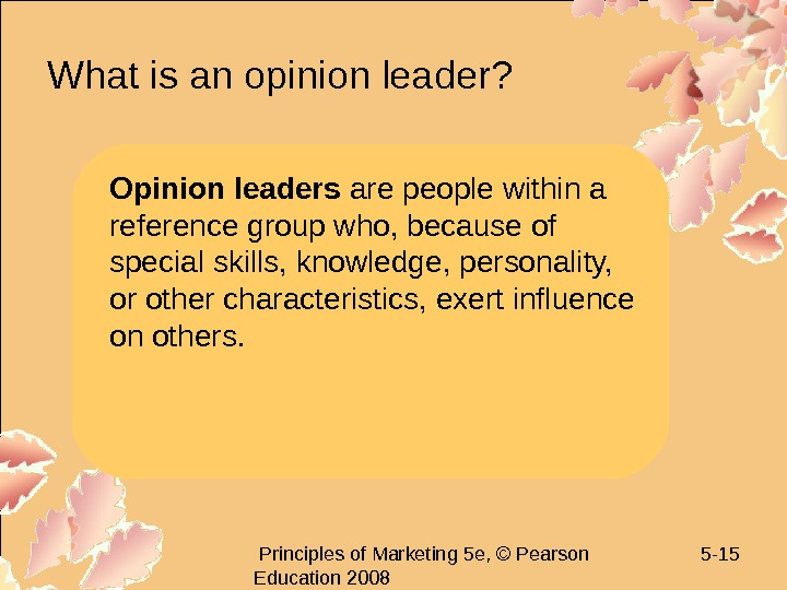   Principles of Marketing 5 e, © Pearson Education 2008 5 - 15 What is