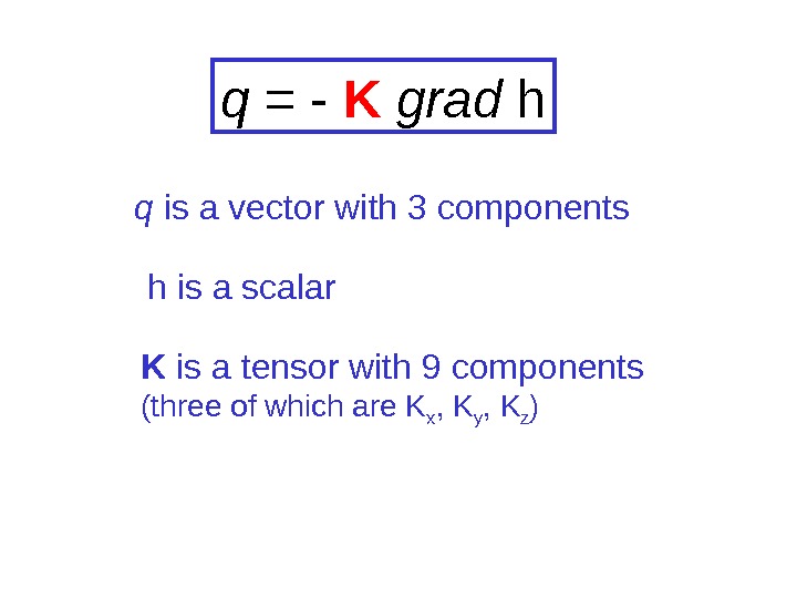 q = - K  grad h K is a tensor with 9 components (three of