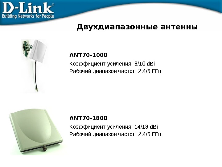 Двухдиапазонные антенны ANT 70 - 10 0 0 Коэффициент усиления:  8/10 d. Bi Рабочий диапазон