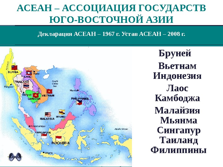 Декларация АСЕАН – 1967 г. Устав АСЕАН – 2008 г. АСЕАН – АССОЦИАЦИЯ ГОСУДАРСТВ ЮГО-ВОСТОЧНОЙ АЗИИ