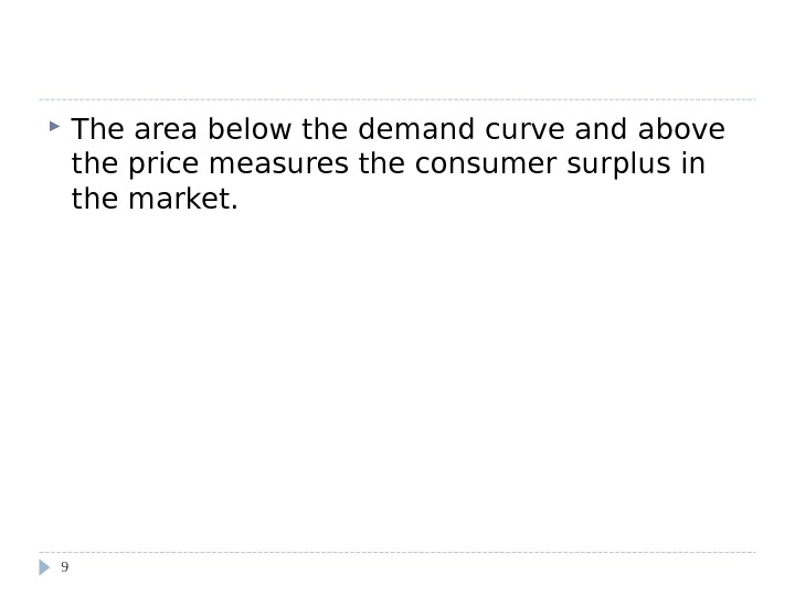 Using the Demand Curve to Measure Consumer Surplus The area below the demand curve and above