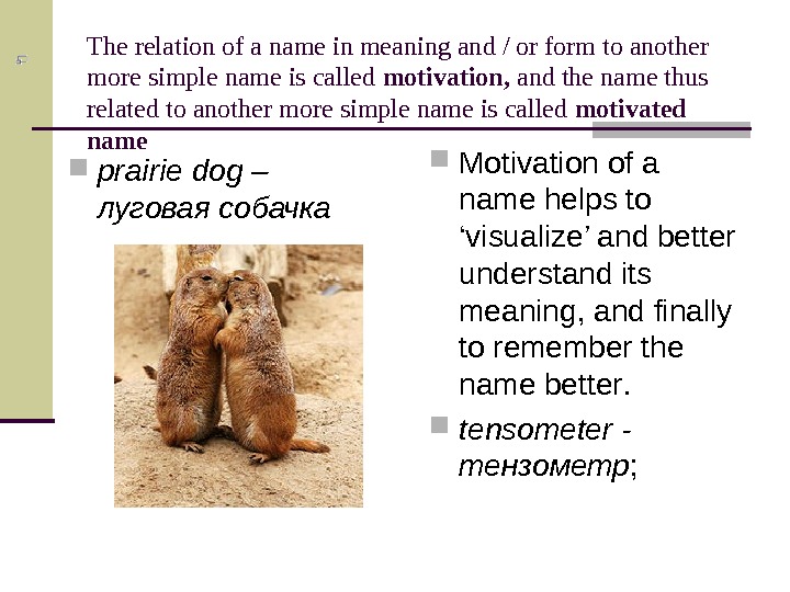 The relation of a name in meaning and / or form to another more simple name