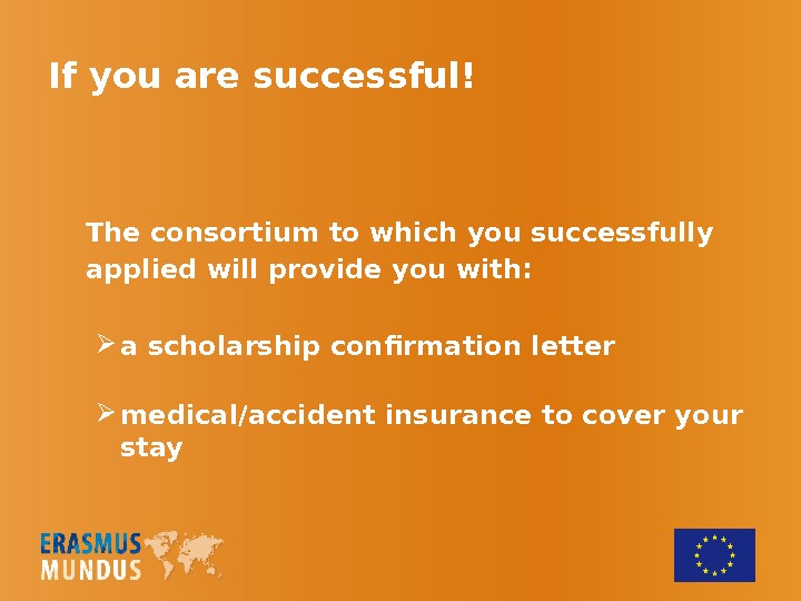 If you are successful! The consortium to which you successfully applied will provide you with: 