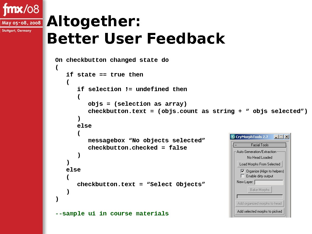 Altogether: Better User Feedback On checkbutton changed state do ( if state == true then (