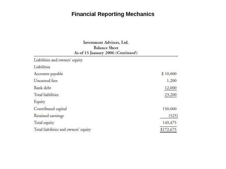  Financial Reporting Mechanics 
