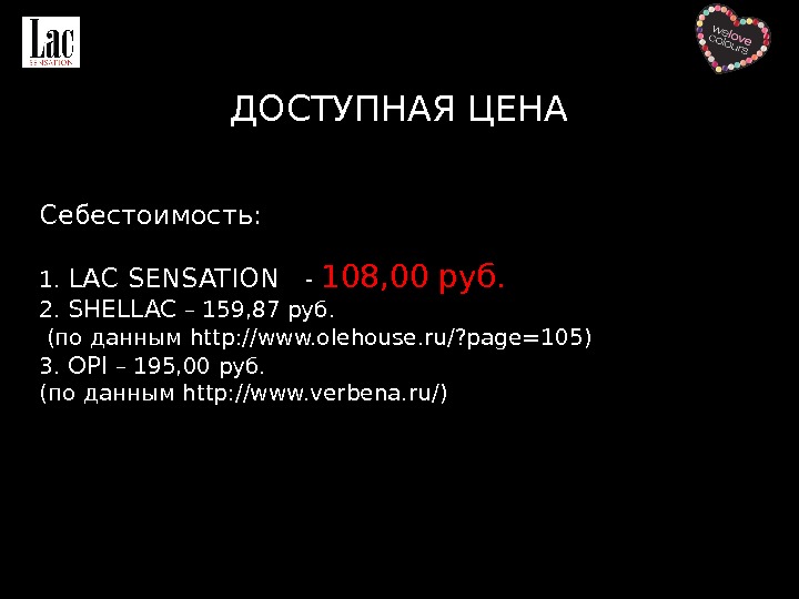 ДОСТУПНАЯ ЦЕНА Себестоимость:  1.  LAC SENSATION  - 108, 00 руб. 2.  SHELLAC
