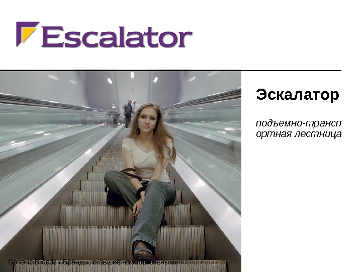   Эскалатор подъемно-трансп ортная лестница Generic Brands / Бренды, ставшие нарицательными 