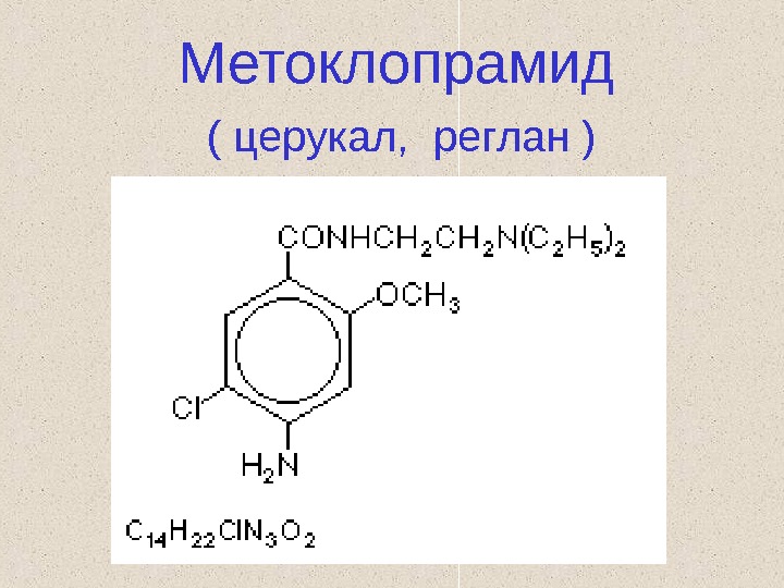 Метоклопрамид ( церукал,  реглан ) 